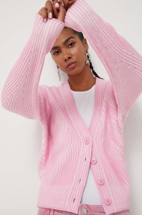 Moschino Jeans kardigan wełniany wełna różowy 0921.8207