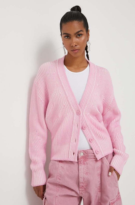 Moschino Jeans kardigan wełniany różowy 0921.8207