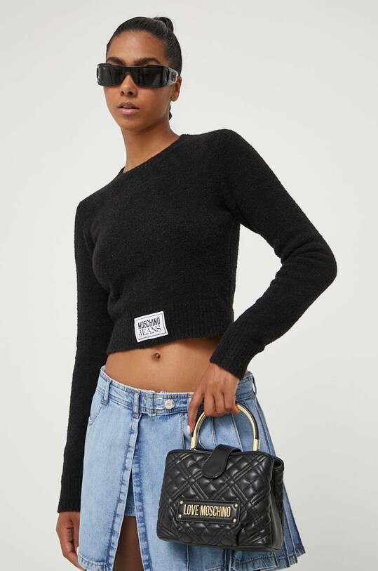 Πουλόβερ με προσθήκη μαλλιού Moschino Jeans μαύρο 0930.8204