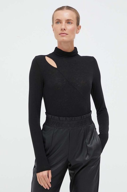 Deha longsleeve z domieszką kaszmiru z elastanem czarny D93191.10009