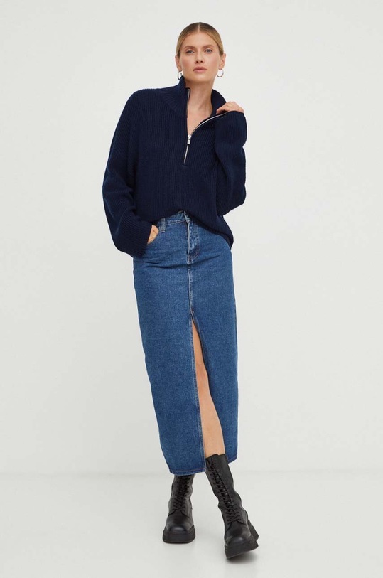 Résumé sweter wełniany 18681029 granatowy AW23