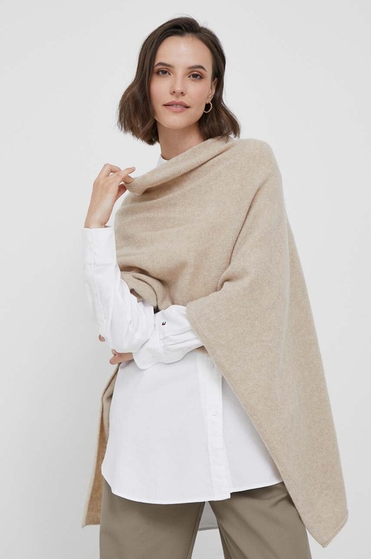 Odzież United Colors of Benetton poncho wełniane 103MDU004.562 beżowy