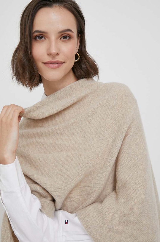 United Colors of Benetton poncho wełniane beżowy 103MDU004.562