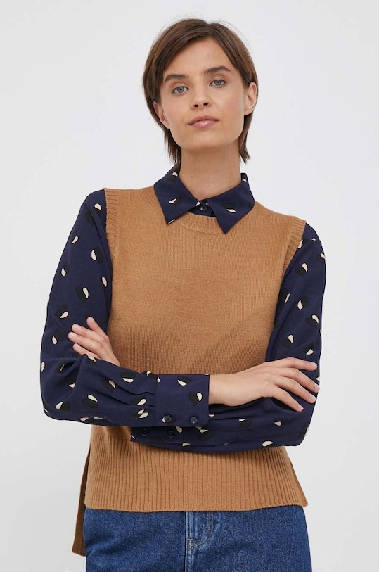 United Colors of Benetton gyapjú mellény gyapjú barna 122ND106I.70G