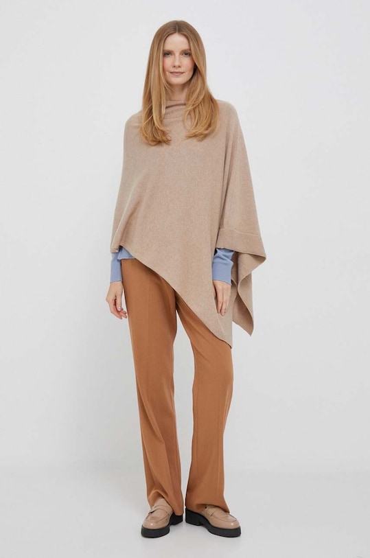 United Colors of Benetton poncho z domieszką wełny z domieszką wełny beżowy 1235DU00T.994