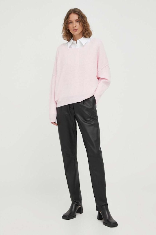 American Vintage sweter z domieszką wełny DAM225H23 różowy AW23