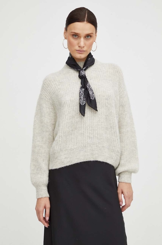 American Vintage sweter z domieszką wełny szary EAST18QH23