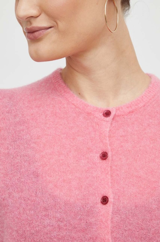 American Vintage sweter wełniany Gilet RAZ19EH23 różowy