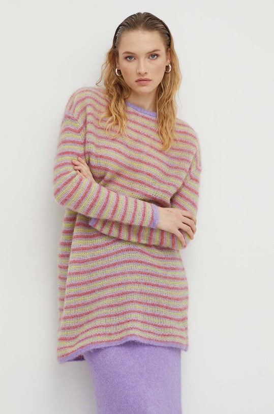 American Vintage sweter wełniany okrągły multicolor TYJ14AH23