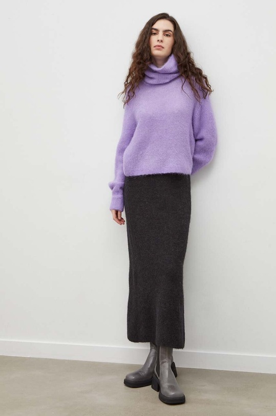 American Vintage sweter wełniany TYJ18CH23 fioletowy AW23