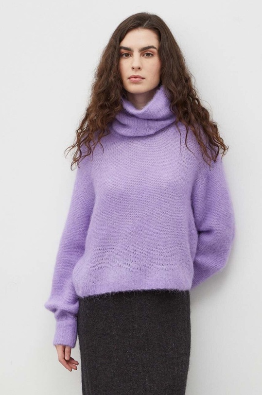 American Vintage sweter wełniany fioletowy TYJ18CH23