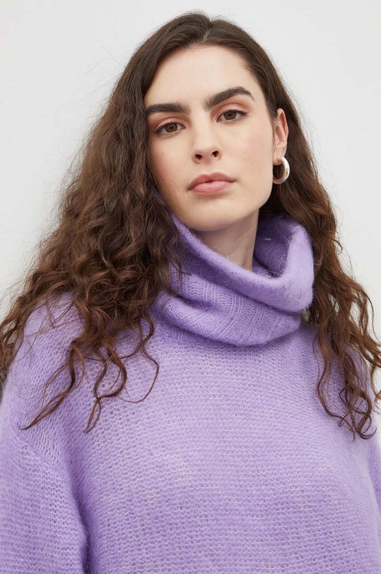 American Vintage sweter wełniany TYJ18CH23 fioletowy