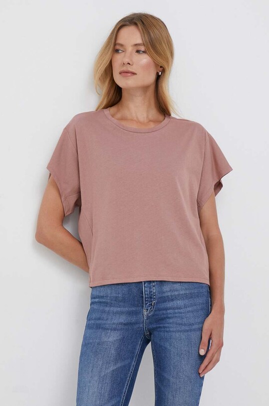Sisley t-shirt bawełniany bawełna różowy 3096L103N.33A