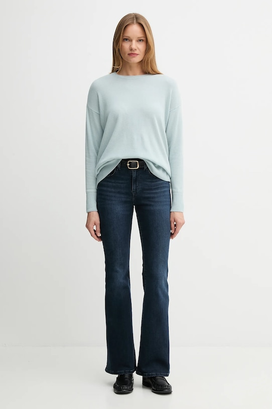 Sisley sweter wełniany 1044M103K.2H1 turkusowy AW23