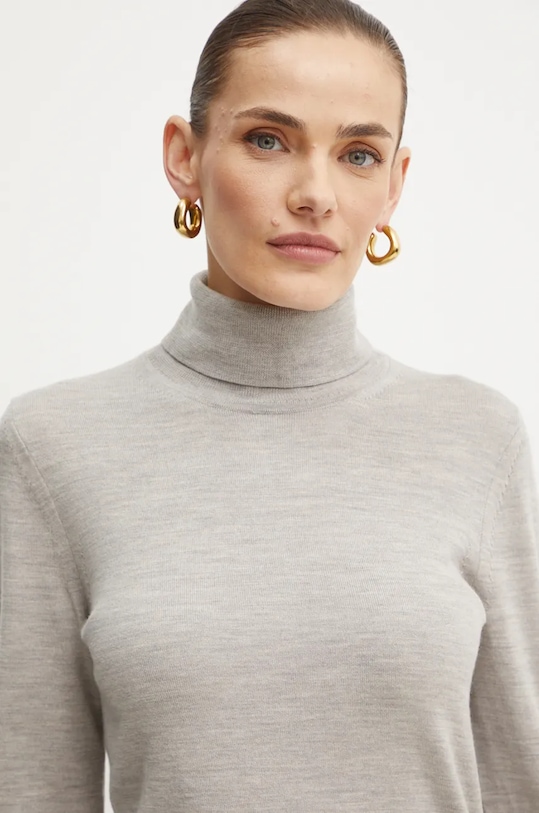 Vlnený sveter BOSS vlna sivá 50493846