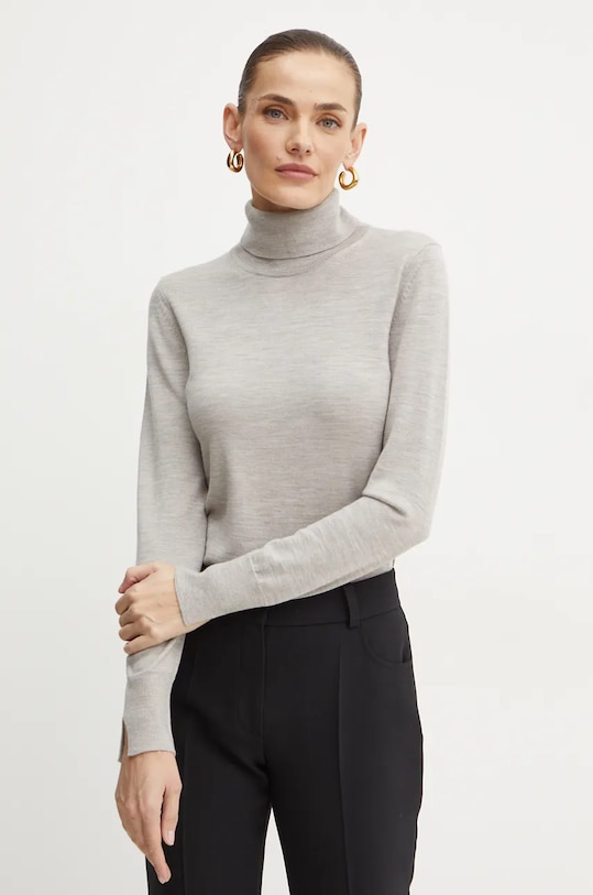 Vlnený sveter BOSS sivá 50493846