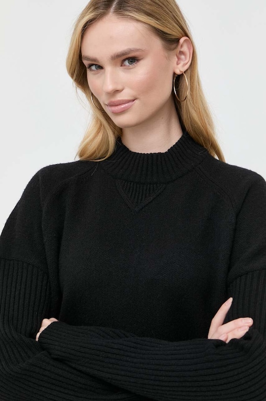 Vlněný svetr BOSS 50501575 černá