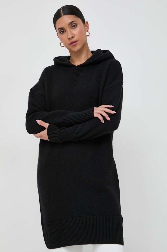 BOSS rochie din lana mini negru 50501641
