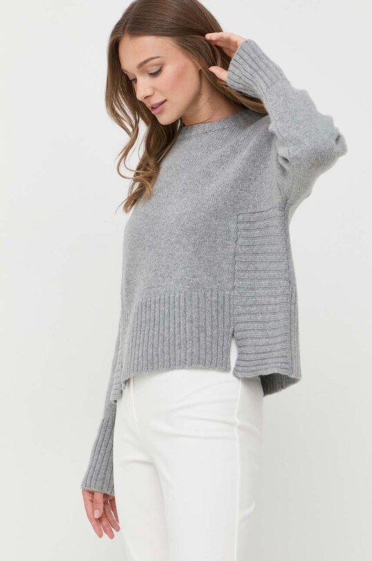 Pinko sweter wełniany okrągły szary 102241.A1CH