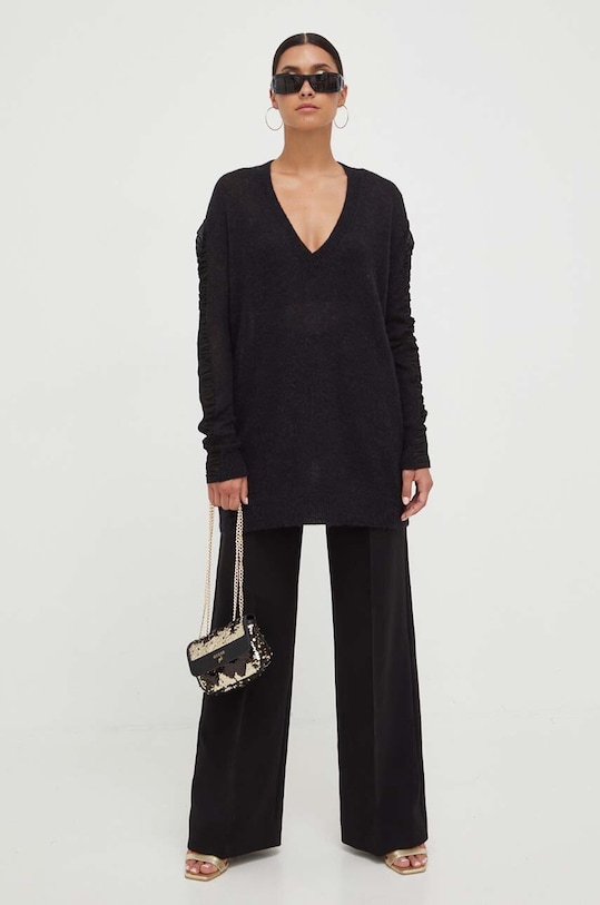 Pinko gyapjú pulóver 102234.A1BI fekete AW23