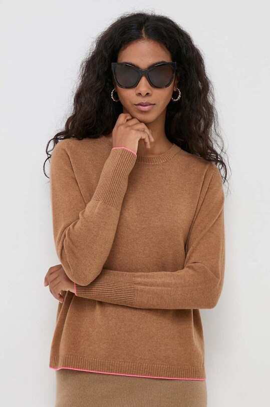 Pinko sweter wełniany okrągły beżowy 101985.A16Z