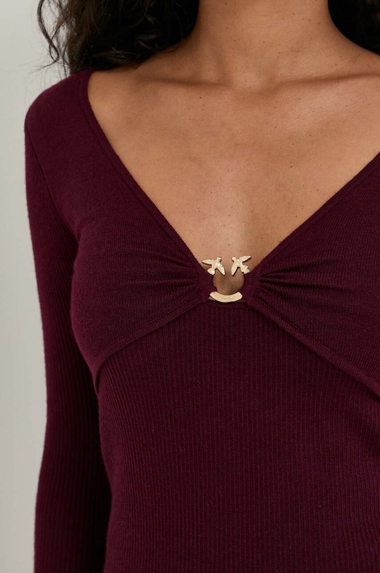 Pinko gyapjú pulóver 101846.A15S burgundia