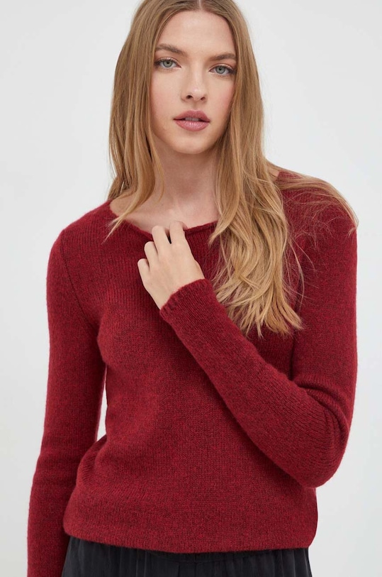 HUGO sweter wełniany bordowy 50502273