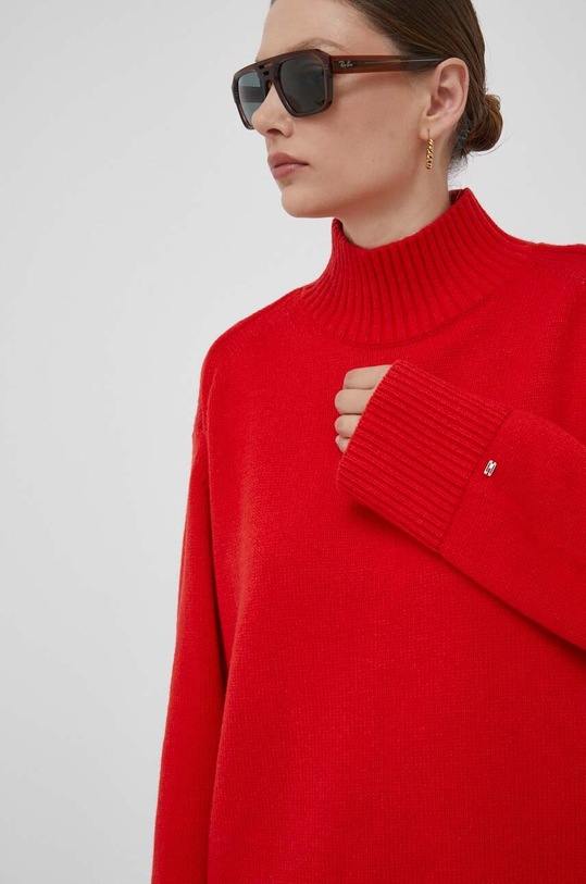 Tommy Hilfiger gyapjúkeverék pulóver piros WW0WW39903