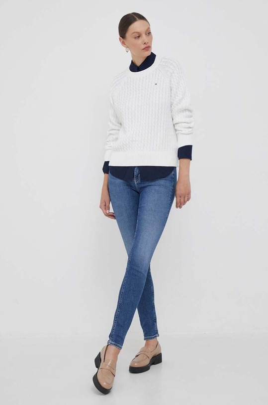 Βαμβακερό πουλόβερ Tommy Hilfiger WW0WW39906 μπεζ AW23