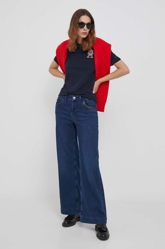 Βαμβακερό πουλόβερ Tommy Hilfiger WW0WW39906 κόκκινο AW23