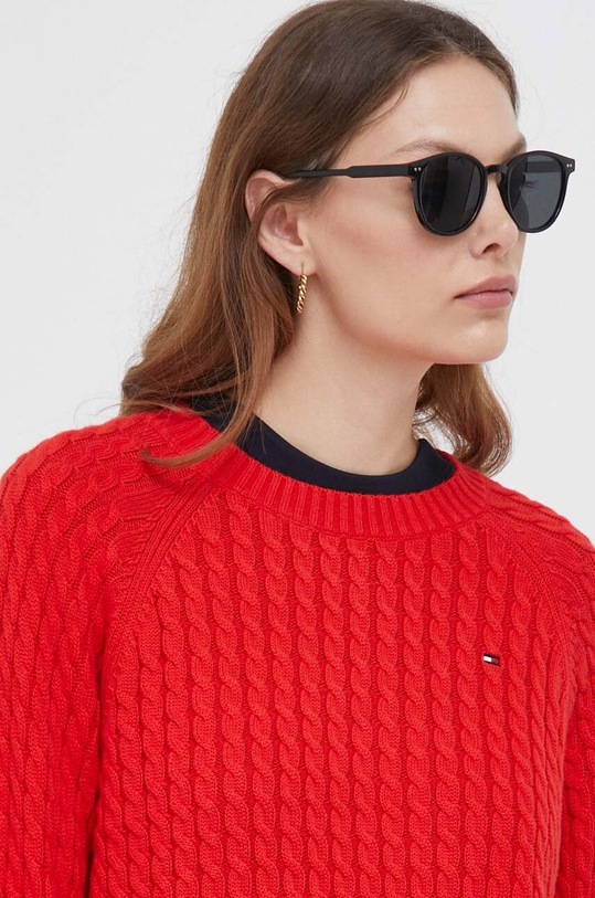 Βαμβακερό πουλόβερ Tommy Hilfiger κόκκινο WW0WW39906