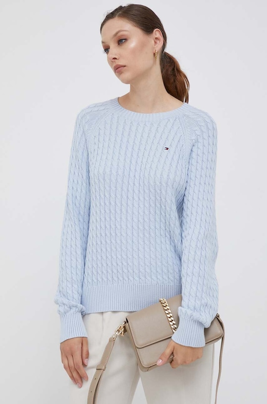 Βαμβακερό πουλόβερ Tommy Hilfiger βαμβάκι μπλε WW0WW39906