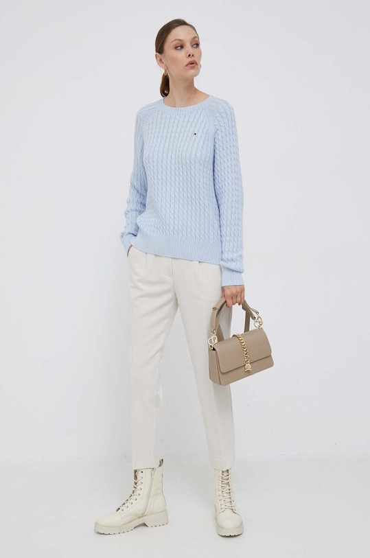 Βαμβακερό πουλόβερ Tommy Hilfiger WW0WW39906 μπλε AW23
