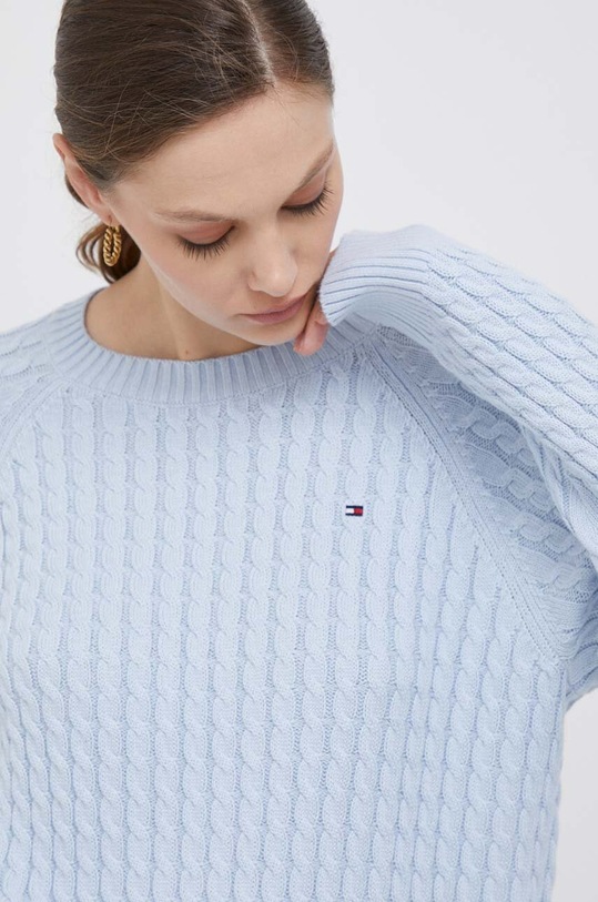 Βαμβακερό πουλόβερ Tommy Hilfiger μπλε WW0WW39906