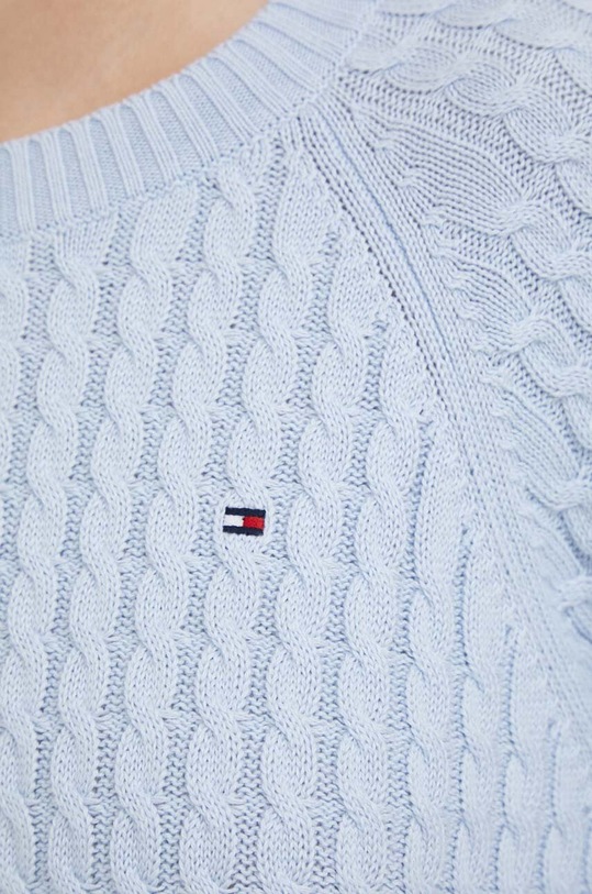 Βαμβακερό πουλόβερ Tommy Hilfiger WW0WW39906 μπλε