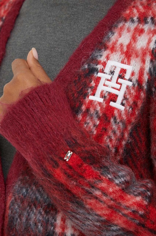 Svetr s příměsí vlny Tommy Hilfiger WW0WW40129 burgundské