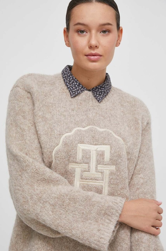 Tommy Hilfiger sweter wełniany beżowy WW0WW40267