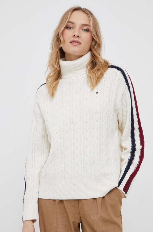Πουλόβερ με προσθήκη μαλλιού Tommy Hilfiger μπεζ WW0WW40831