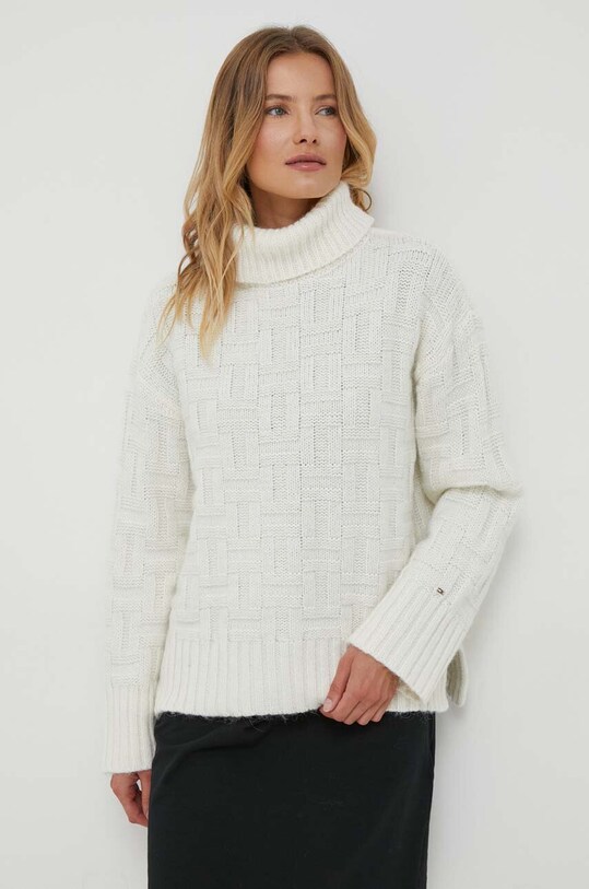 Светр з домішкою вовни Tommy Hilfiger з додаванням вовни бежевий WW0WW39886