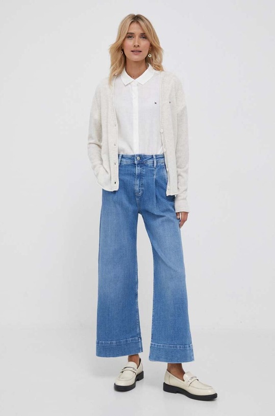 Tommy Hilfiger kardigan wełniany WW0WW39888 beżowy AW23