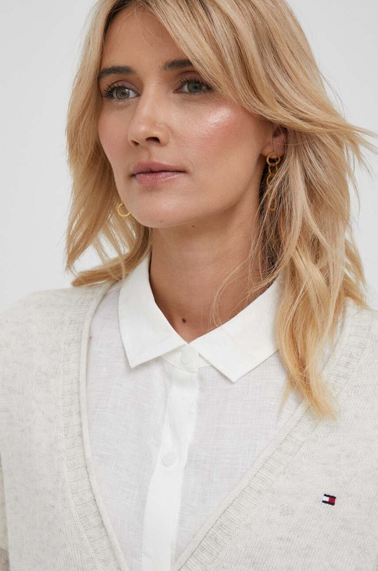 Tommy Hilfiger kardigan wełniany beżowy WW0WW39888