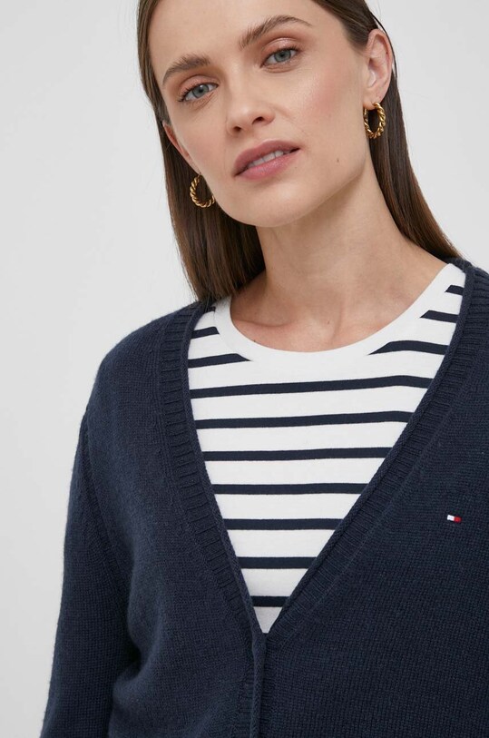 Tommy Hilfiger kardigan wełniany WW0WW39888 granatowy