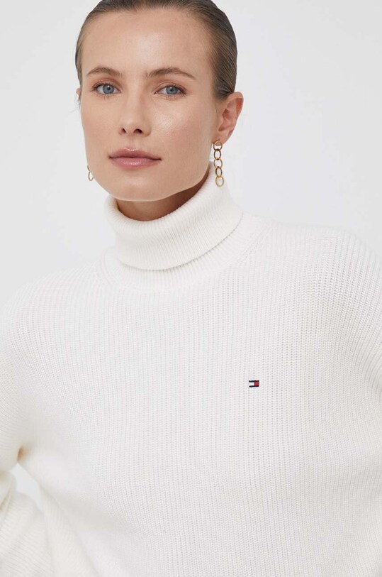 Ρούχα Βαμβακερό πουλόβερ Tommy Hilfiger WW0WW39902 μπεζ