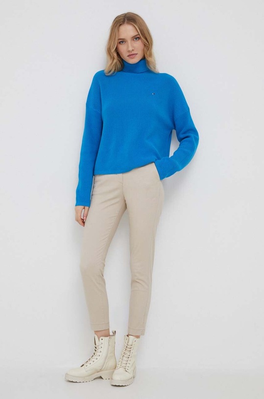 Βαμβακερό πουλόβερ Tommy Hilfiger WW0WW39902 μπλε AW23