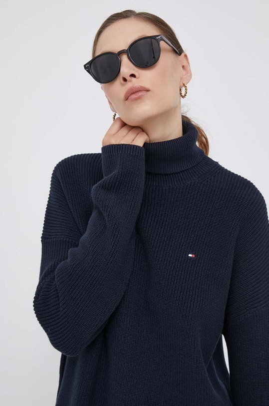 Βαμβακερό πουλόβερ Tommy Hilfiger βαμβάκι σκούρο μπλε WW0WW39902