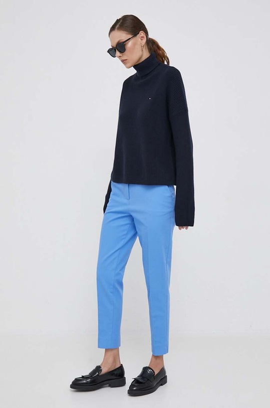 Βαμβακερό πουλόβερ Tommy Hilfiger WW0WW39902 σκούρο μπλε AW23
