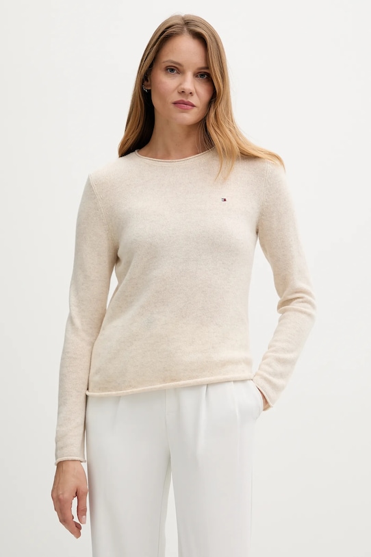 Vlnený sveter Tommy Hilfiger vlna béžová WW0WW40264