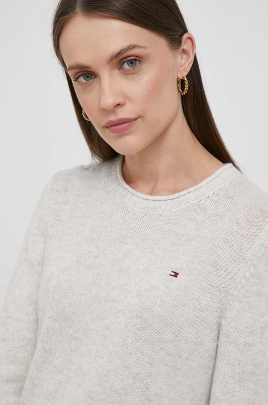 Vlněný svetr Tommy Hilfiger béžová WW0WW40264