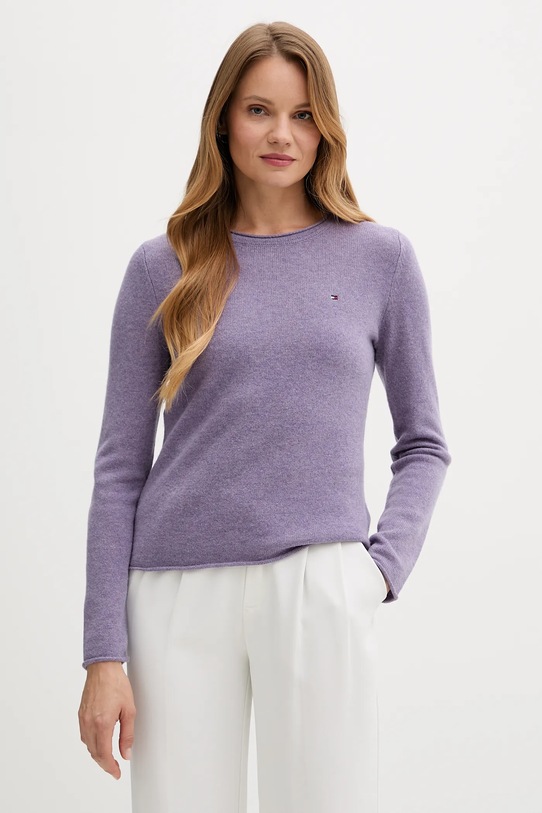 Vlnený sveter Tommy Hilfiger vlna fialová WW0WW40264