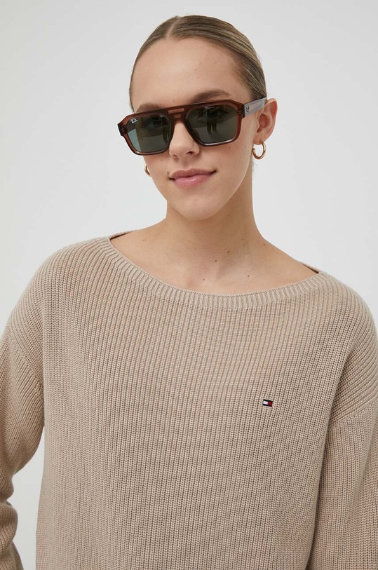 Tommy Hilfiger sweter bawełniany beżowy WW0WW40345